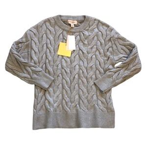 NWT Philosophy Womens Cable Knit Sweater Sz XS Grey Soft Cozy Crew neck Basic